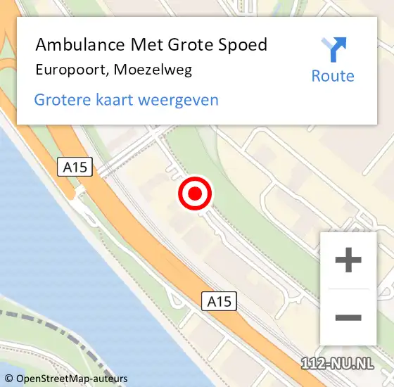 Locatie op kaart van de 112 melding: Ambulance Met Grote Spoed Naar Europoort, Moezelweg op 13 september 2018 11:03