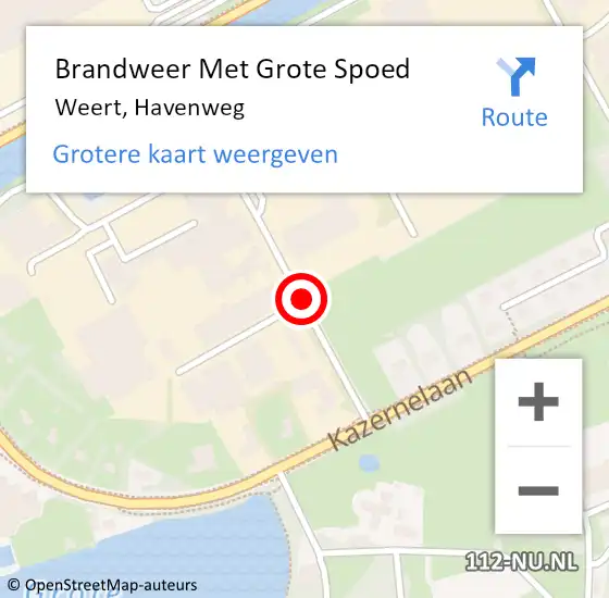 Locatie op kaart van de 112 melding: Brandweer Met Grote Spoed Naar Weert, Havenweg op 13 september 2018 11:30