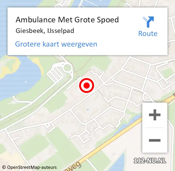 Locatie op kaart van de 112 melding: Ambulance Met Grote Spoed Naar Giesbeek, IJsselpad op 13 september 2018 11:56