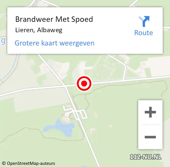 Locatie op kaart van de 112 melding: Brandweer Met Spoed Naar Lieren, Albaweg op 13 september 2018 12:44