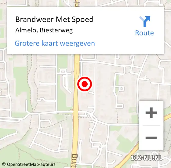 Locatie op kaart van de 112 melding: Brandweer Met Spoed Naar Almelo, Biesterweg op 8 maart 2014 23:03