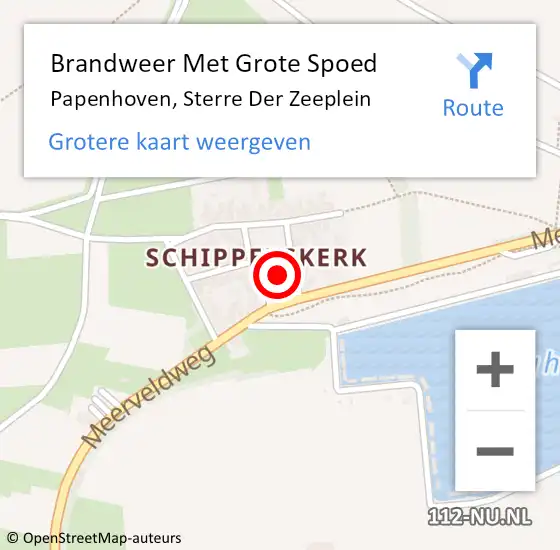 Locatie op kaart van de 112 melding: Brandweer Met Grote Spoed Naar Papenhoven, Sterre Der Zeeplein op 13 september 2018 13:52