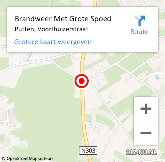 Locatie op kaart van de 112 melding: Brandweer Met Grote Spoed Naar Putten, Voorthuizerstraat op 13 september 2018 13:56