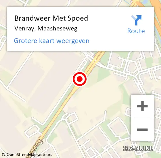Locatie op kaart van de 112 melding: Brandweer Met Spoed Naar Venray, Maasheseweg op 13 september 2018 14:21