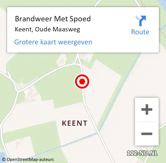 Locatie op kaart van de 112 melding: Brandweer Met Spoed Naar Keent, Oude Maasweg op 13 september 2018 15:25