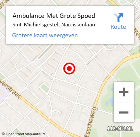 Locatie op kaart van de 112 melding: Ambulance Met Grote Spoed Naar Sint-Michielsgestel, Narcissenlaan op 13 september 2018 15:34