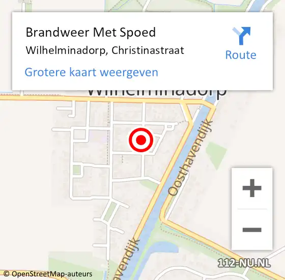 Locatie op kaart van de 112 melding: Brandweer Met Spoed Naar Wilhelminadorp, Christinastraat op 13 september 2018 15:39