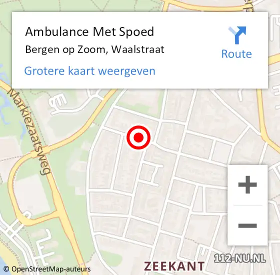 Locatie op kaart van de 112 melding: Ambulance Met Spoed Naar Bergen op Zoom, Waalstraat op 13 september 2018 16:20