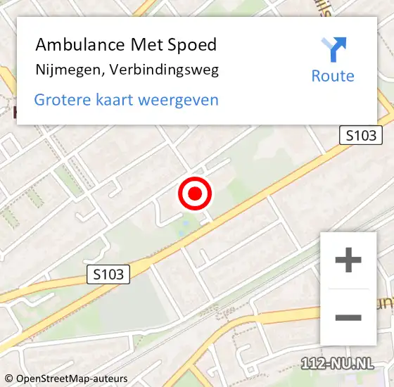Locatie op kaart van de 112 melding: Ambulance Met Spoed Naar Nijmegen, Verbindingsweg op 13 september 2018 16:57