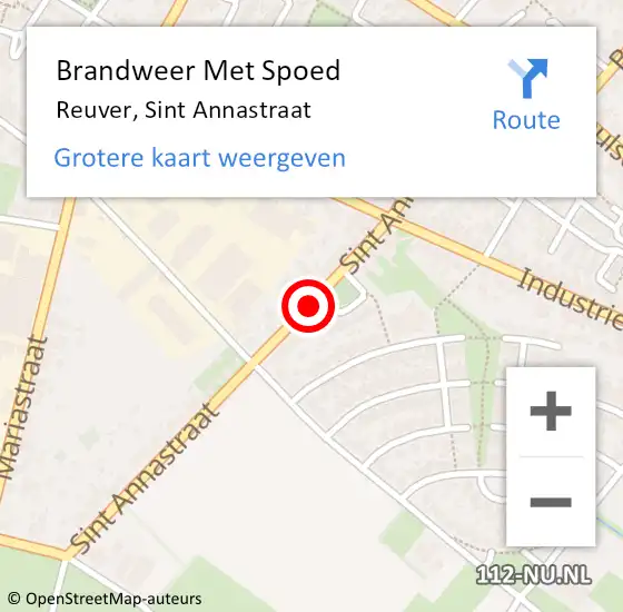 Locatie op kaart van de 112 melding: Brandweer Met Spoed Naar Reuver, Sint Annastraat op 13 september 2018 17:20