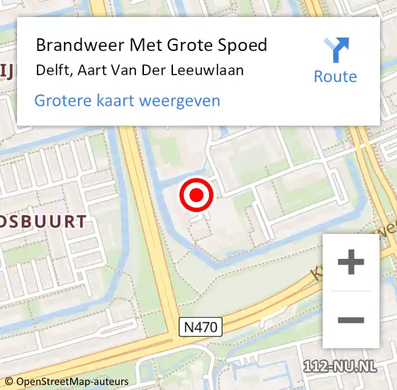 Locatie op kaart van de 112 melding: Brandweer Met Grote Spoed Naar Delft, Aart Van Der Leeuwlaan op 13 september 2018 18:10