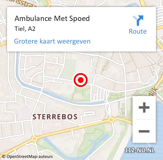 Locatie op kaart van de 112 melding: Ambulance Met Spoed Naar Tiel, A2 op 13 september 2018 19:34