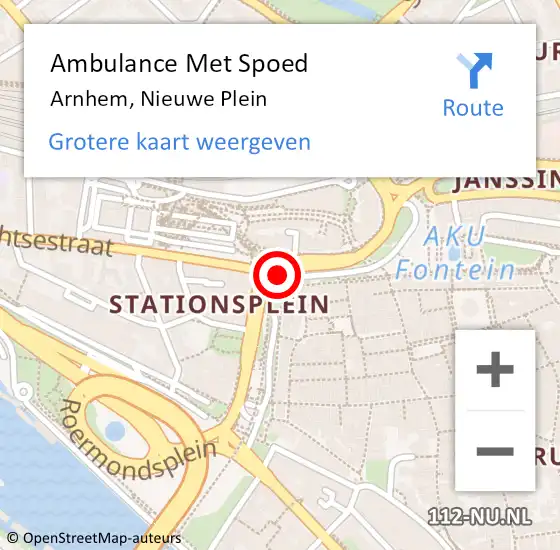 Locatie op kaart van de 112 melding: Ambulance Met Spoed Naar Arnhem, Nieuwe Plein op 13 september 2018 19:51