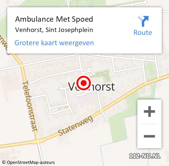Locatie op kaart van de 112 melding: Ambulance Met Spoed Naar Venhorst, Sint Josephplein op 13 september 2018 20:02