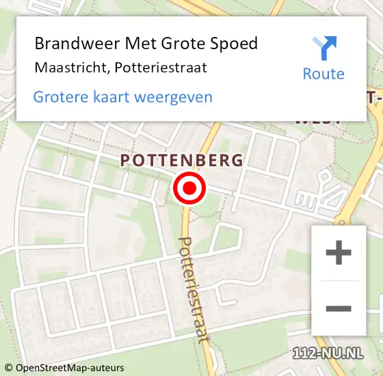 Locatie op kaart van de 112 melding: Brandweer Met Grote Spoed Naar Maastricht, Potteriestraat op 13 september 2018 20:03