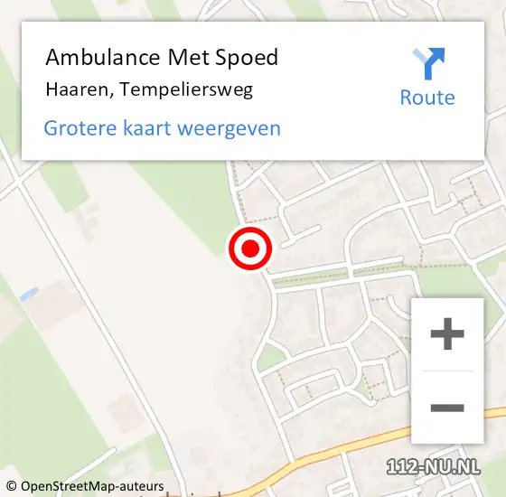 Locatie op kaart van de 112 melding: Ambulance Met Spoed Naar Haaren, Tempeliersweg op 13 september 2018 20:05