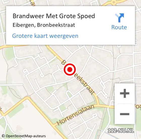 Locatie op kaart van de 112 melding: Brandweer Met Grote Spoed Naar Eibergen, Bronbeekstraat op 13 september 2018 20:07