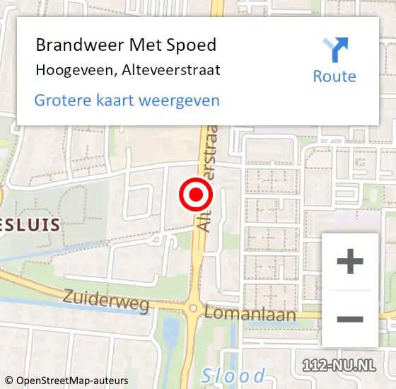 Locatie op kaart van de 112 melding: Brandweer Met Spoed Naar Hoogeveen, Alteveerstraat op 13 september 2018 20:08
