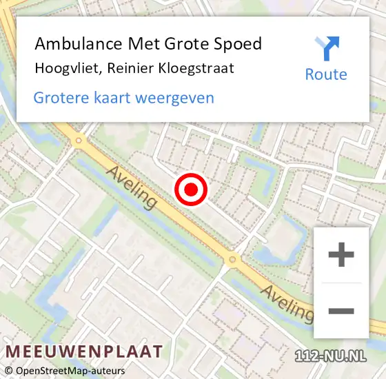 Locatie op kaart van de 112 melding: Ambulance Met Grote Spoed Naar Hoogvliet, Reinier Kloegstraat op 13 september 2018 20:18