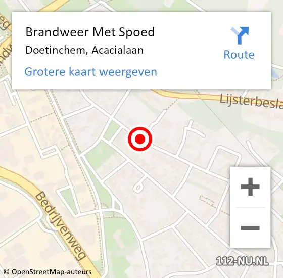 Locatie op kaart van de 112 melding: Brandweer Met Spoed Naar Doetinchem, Acacialaan op 13 september 2018 20:55