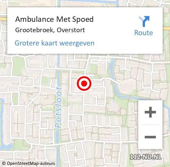 Locatie op kaart van de 112 melding: Ambulance Met Spoed Naar Grootebroek, Overstort op 13 september 2018 22:29