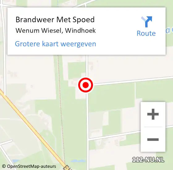 Locatie op kaart van de 112 melding: Brandweer Met Spoed Naar Wenum Wiesel, Windhoek op 14 september 2018 09:15