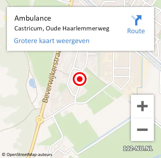 Locatie op kaart van de 112 melding: Ambulance Castricum, Oude Haarlemmerweg op 14 september 2018 10:12