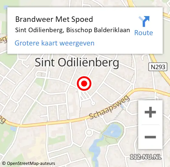 Locatie op kaart van de 112 melding: Brandweer Met Spoed Naar Sint Odilienberg, Bisschop Balderiklaan op 14 september 2018 10:16