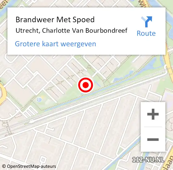 Locatie op kaart van de 112 melding: Brandweer Met Spoed Naar Utrecht, Charlotte Van Bourbondreef op 14 september 2018 10:24