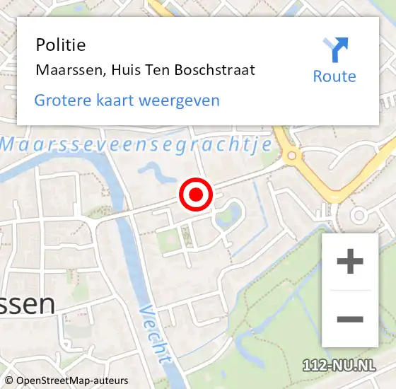 Locatie op kaart van de 112 melding: Politie Maarssen, Huis Ten Boschstraat op 14 september 2018 11:48