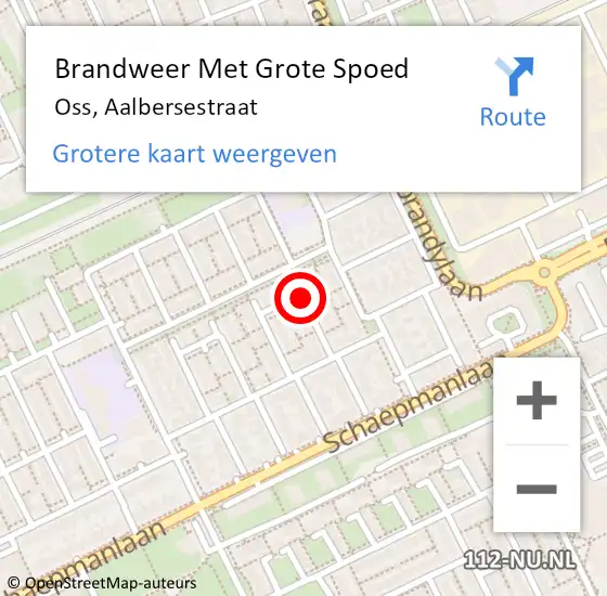 Locatie op kaart van de 112 melding: Brandweer Met Grote Spoed Naar Oss, Aalbersestraat op 14 september 2018 12:20