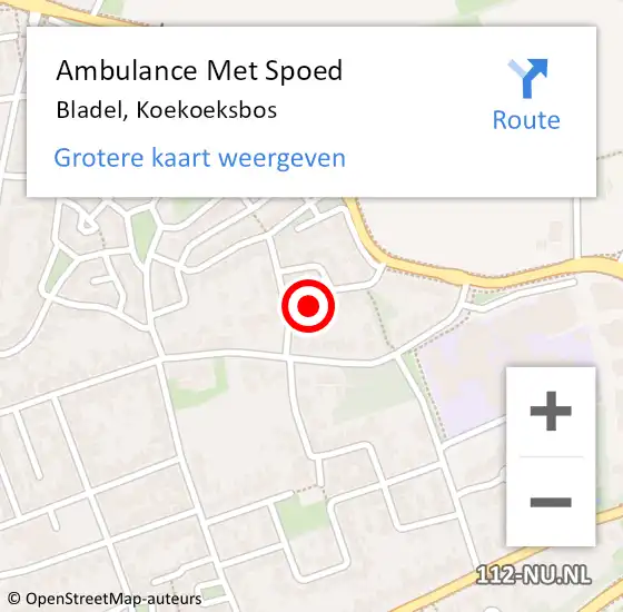 Locatie op kaart van de 112 melding: Ambulance Met Spoed Naar Bladel, Koekoeksbos op 14 september 2018 13:15