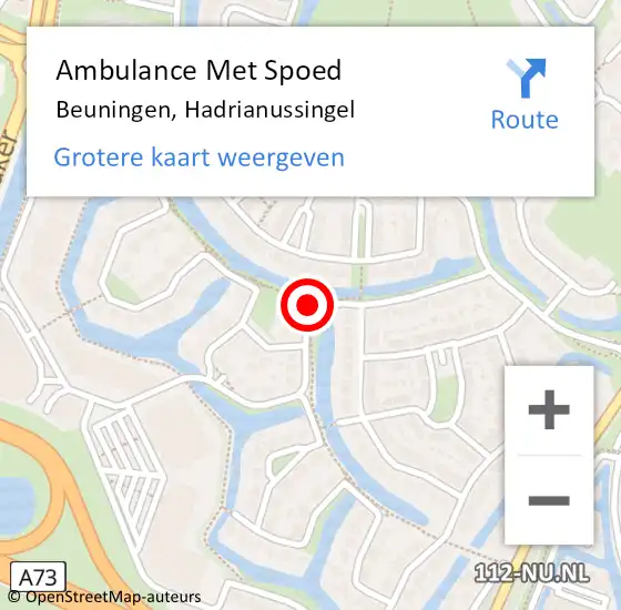 Locatie op kaart van de 112 melding: Ambulance Met Spoed Naar Beuningen, Hadrianussingel op 14 september 2018 13:20