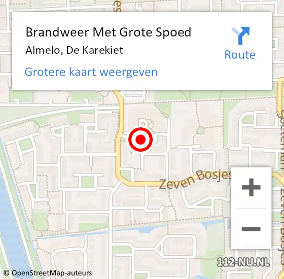 Locatie op kaart van de 112 melding: Brandweer Met Grote Spoed Naar Almelo, De Karekiet op 14 september 2018 13:29