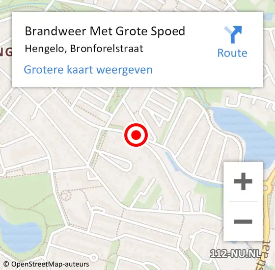 Locatie op kaart van de 112 melding: Brandweer Met Grote Spoed Naar Hengelo, Bronforelstraat op 14 september 2018 13:34