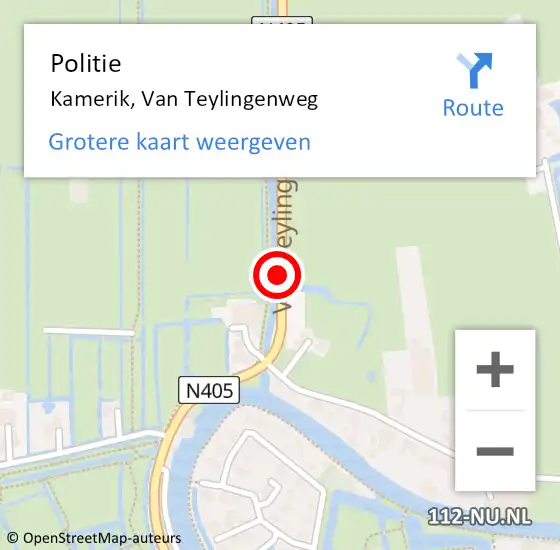 Locatie op kaart van de 112 melding: Politie Kamerik, Van Teylingenweg op 14 september 2018 14:26