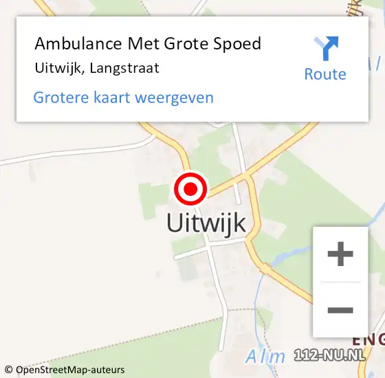 Locatie op kaart van de 112 melding: Ambulance Met Grote Spoed Naar Uitwijk, Langstraat op 14 september 2018 15:50