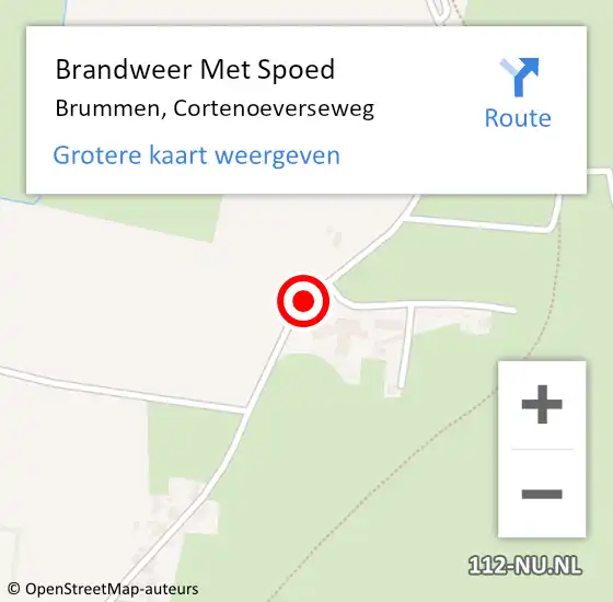 Locatie op kaart van de 112 melding: Brandweer Met Spoed Naar Brummen, Cortenoeverseweg op 14 september 2018 15:57