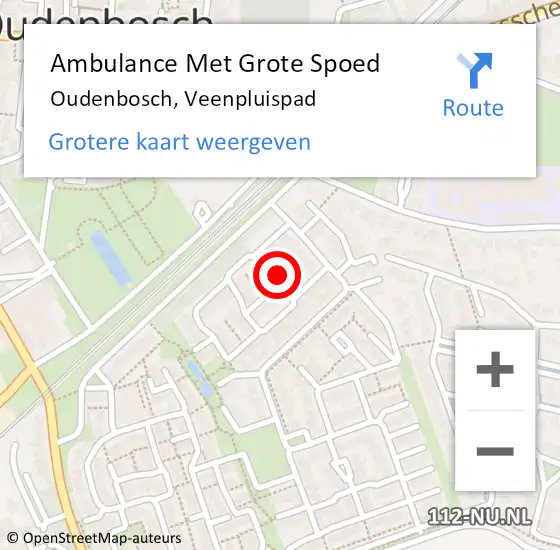 Locatie op kaart van de 112 melding: Ambulance Met Grote Spoed Naar Oudenbosch, Veenpluispad op 14 september 2018 16:44