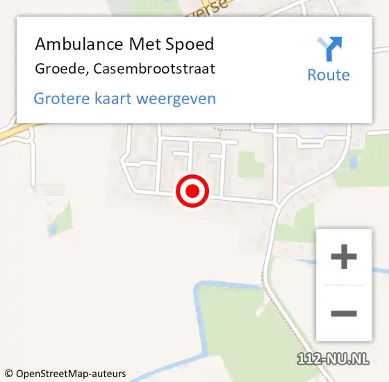 Locatie op kaart van de 112 melding: Ambulance Met Spoed Naar Groede, Casembrootstraat op 14 september 2018 16:49