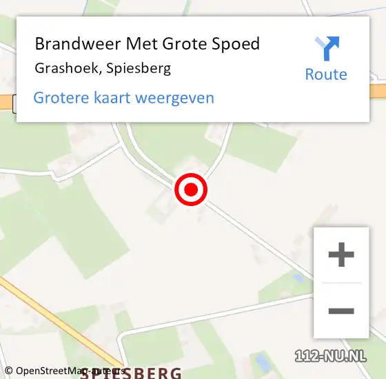 Locatie op kaart van de 112 melding: Brandweer Met Grote Spoed Naar Grashoek, Spiesberg op 14 september 2018 17:47