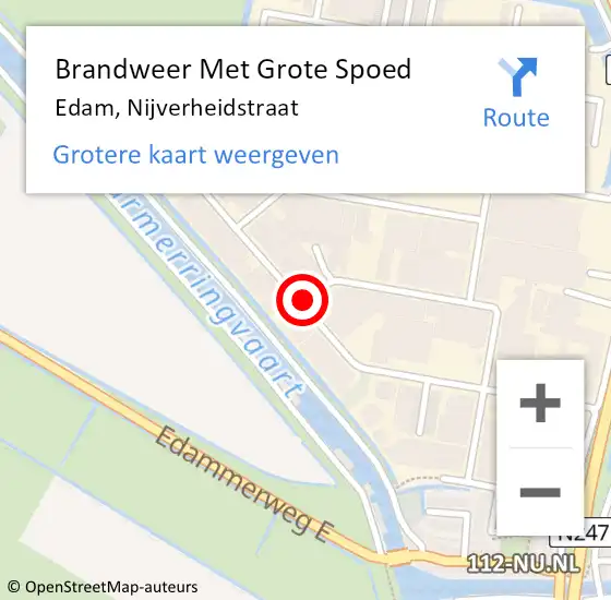 Locatie op kaart van de 112 melding: Brandweer Met Grote Spoed Naar Edam, Nijverheidstraat op 14 september 2018 17:53