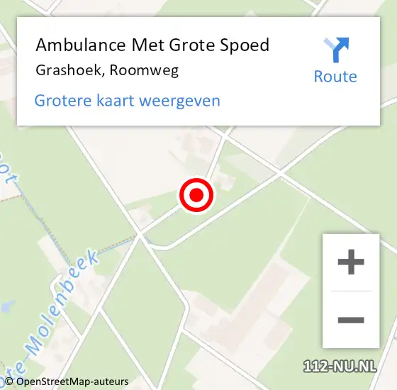 Locatie op kaart van de 112 melding: Ambulance Met Grote Spoed Naar Grashoek, Roomweg op 14 september 2018 18:03