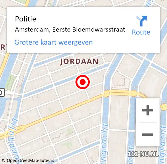 Locatie op kaart van de 112 melding: Politie Amsterdam, Eerste Bloemdwarsstraat op 14 september 2018 18:07