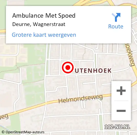 Locatie op kaart van de 112 melding: Ambulance Met Spoed Naar Deurne, Wagnerstraat op 14 september 2018 18:11