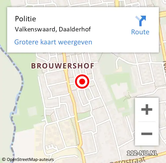 Locatie op kaart van de 112 melding: Politie Valkenswaard, Daalderhof op 14 september 2018 18:26