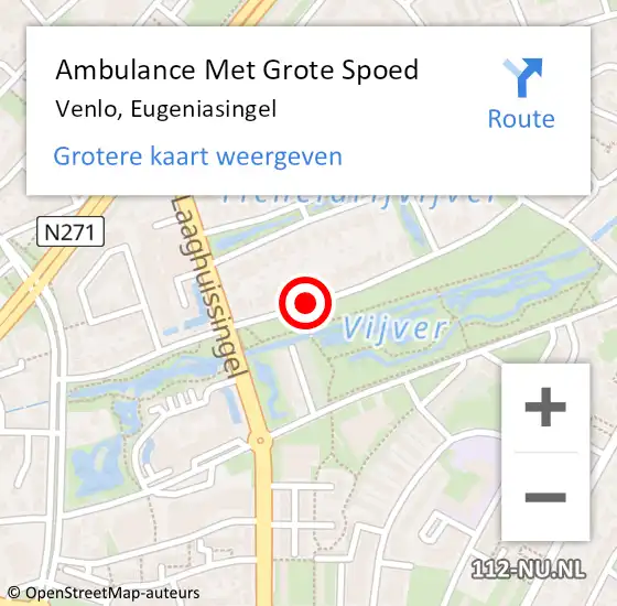 Locatie op kaart van de 112 melding: Ambulance Met Grote Spoed Naar Venlo, Eugeniasingel op 14 september 2018 18:33