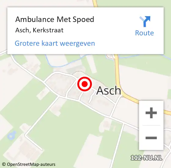 Locatie op kaart van de 112 melding: Ambulance Met Spoed Naar Asch, Kerkstraat op 14 september 2018 19:12