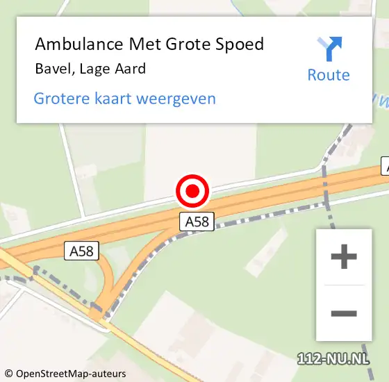 Locatie op kaart van de 112 melding: Ambulance Met Grote Spoed Naar Bavel, Lage Aard op 14 september 2018 20:38