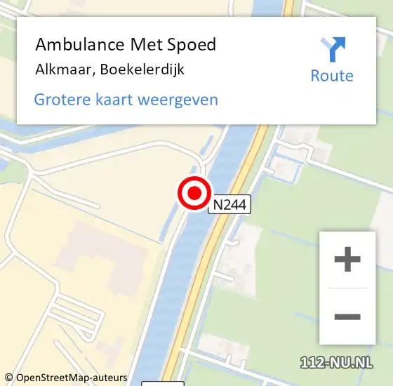 Locatie op kaart van de 112 melding: Ambulance Met Spoed Naar Alkmaar, Boekelerdijk op 14 september 2018 20:39